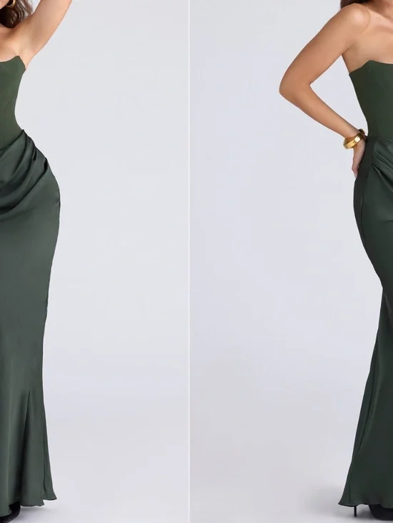 HOUSE OF CB PERSEPHONE Emerald Green Corset Maxi Dress SMALL REG CUP - Picture 2 of 6